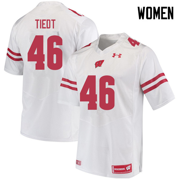 Wisconsin Badgers Women's #46 Hegeman Tiedt NCAA Under Armour Authentic White College Stitched Football Jersey PE40O46SS